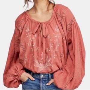 FREE PEOPLE MARIA MARIA EMBROIDERED TOP OVERSIZED XS TO MEDIUM